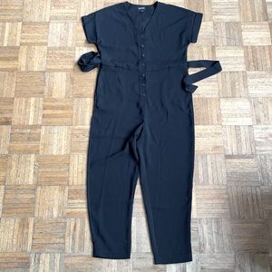 Frank & Oak Black Jumpsuit with waist tie